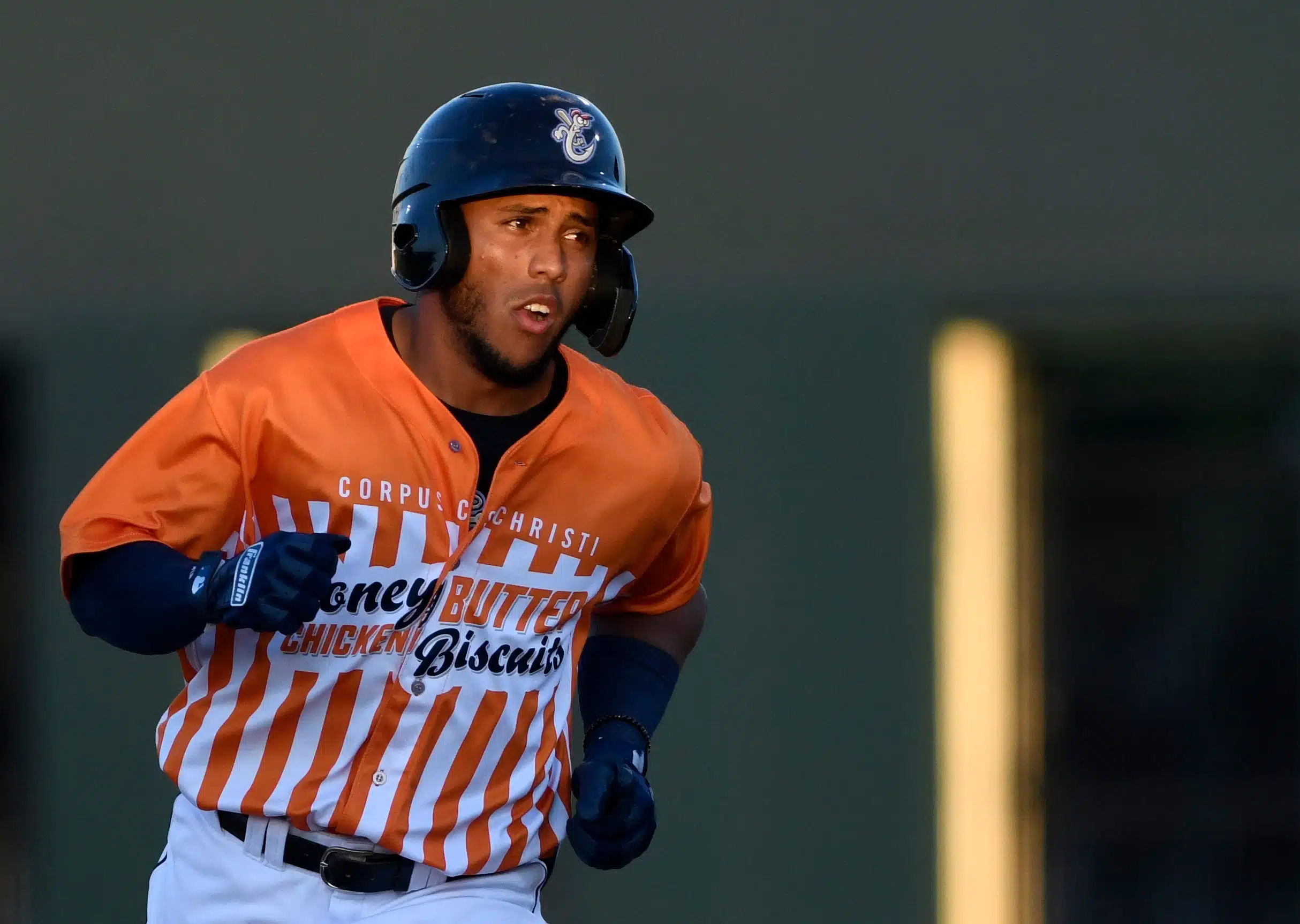 Hooks' Pedro Leon hits a home run, Wednesday, June 16, 2021, at Whataburger Field. This is Leon's sixth home run of the season.